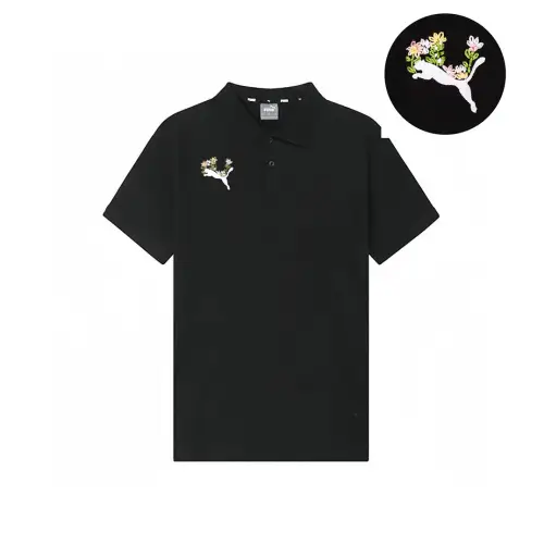 PUMA Polo Shirts Men's Black Polo Collar Moderate