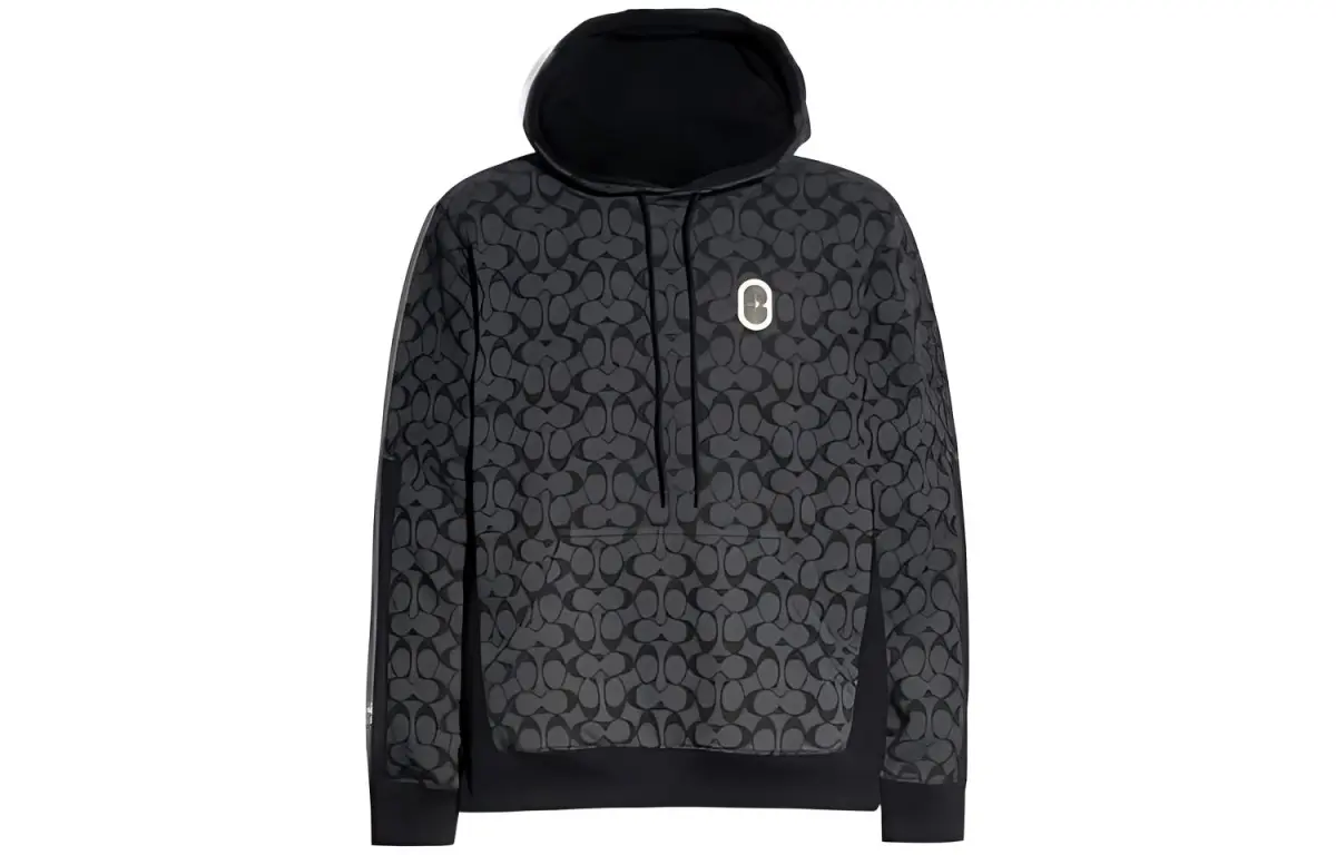 COACH Sweatshirts Men's Black Hooded Moderate Regular