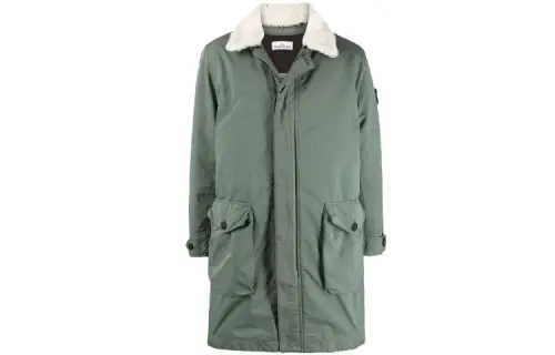 STONE ISLAND Jackets Men's Army Green Lapel Moderate Other
