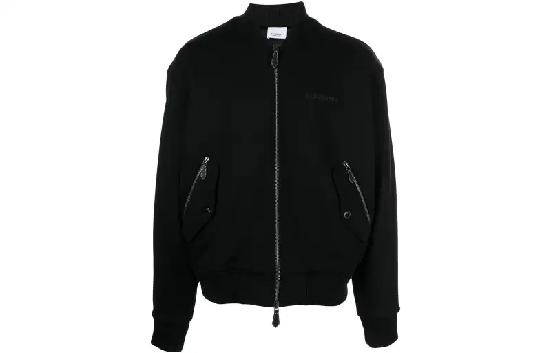 Burberry Jackets Men's Black Stand Collar Moderate
