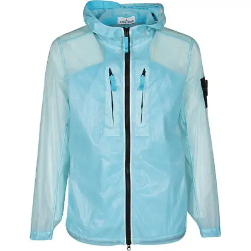 STONE ISLAND Jackets Men's Light Blue Hooded Moderate Other