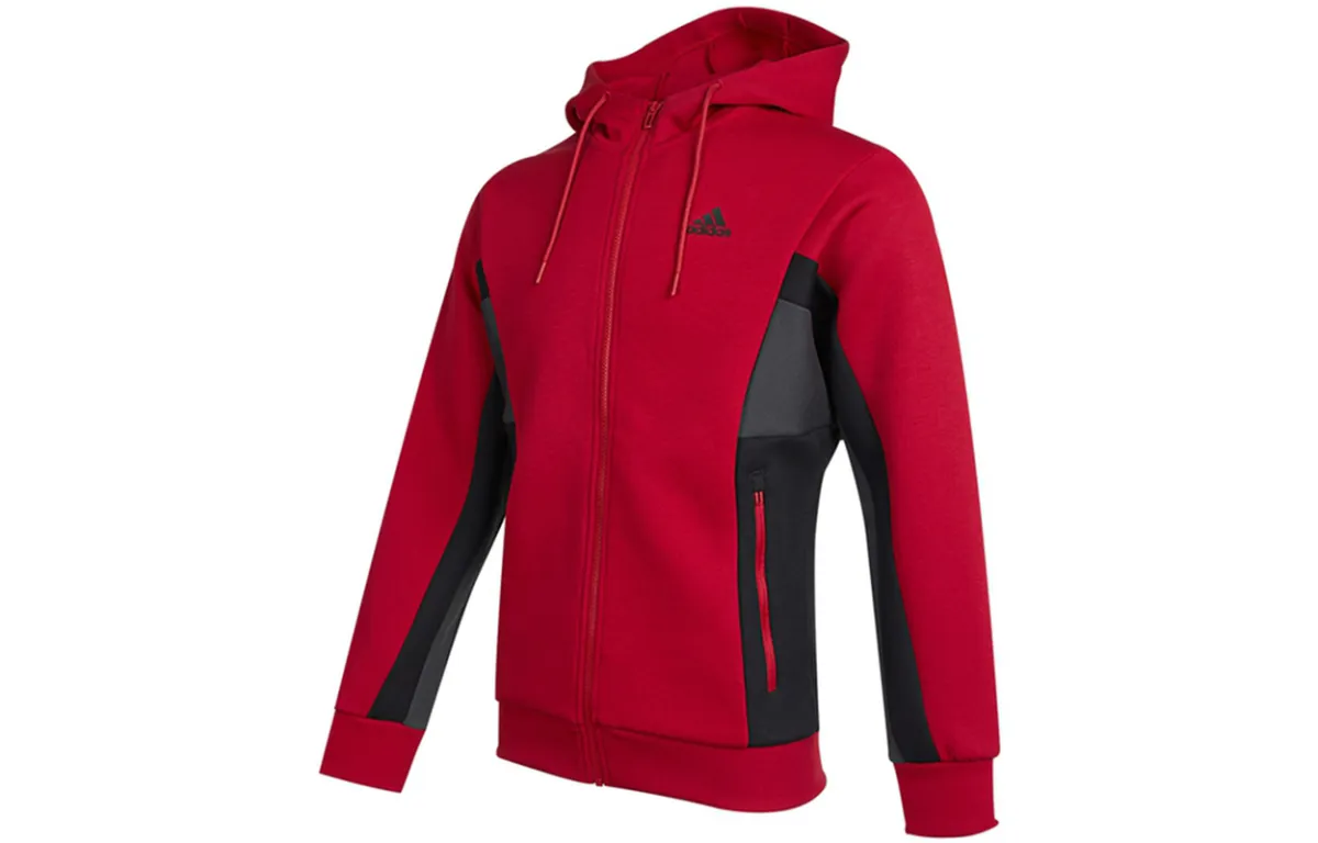 Adidas Jackets Men's Red Hooded (Non-detachable) Moderate Straight Fit