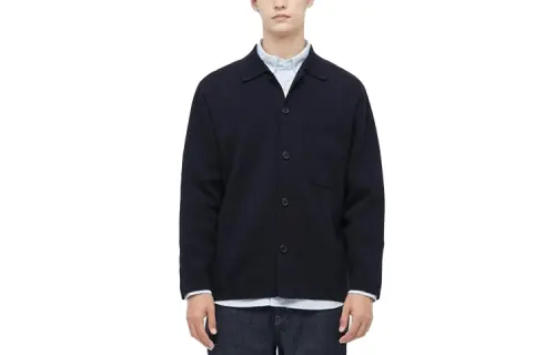 UNIQLO Jackets Men's Navy Blue Lapel Moderate Other