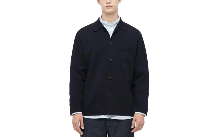 UNIQLO Jackets Men's Navy Blue Lapel Moderate Other
