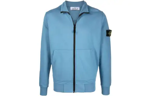 STONE ISLAND Jackets Men's Lake Blue Stand Collar Moderate Other
