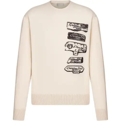 DIOR Sweaters Men's White Crew Neck Moderate
