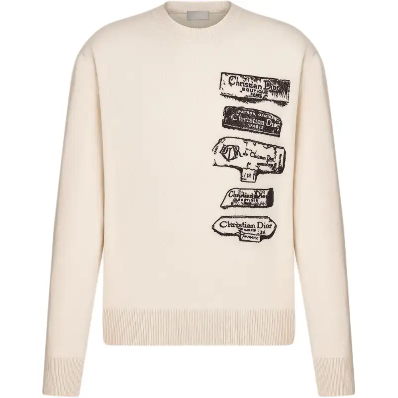 DIOR Sweaters Men's White Crew Neck Moderate