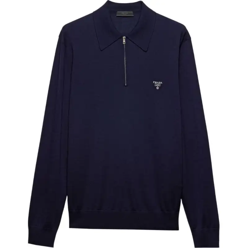 Prada long-sleeve wool polo shirt