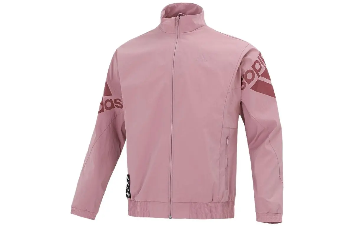 Adidas Jackets Men's Pink Stand Collar Moderate Straight Fit