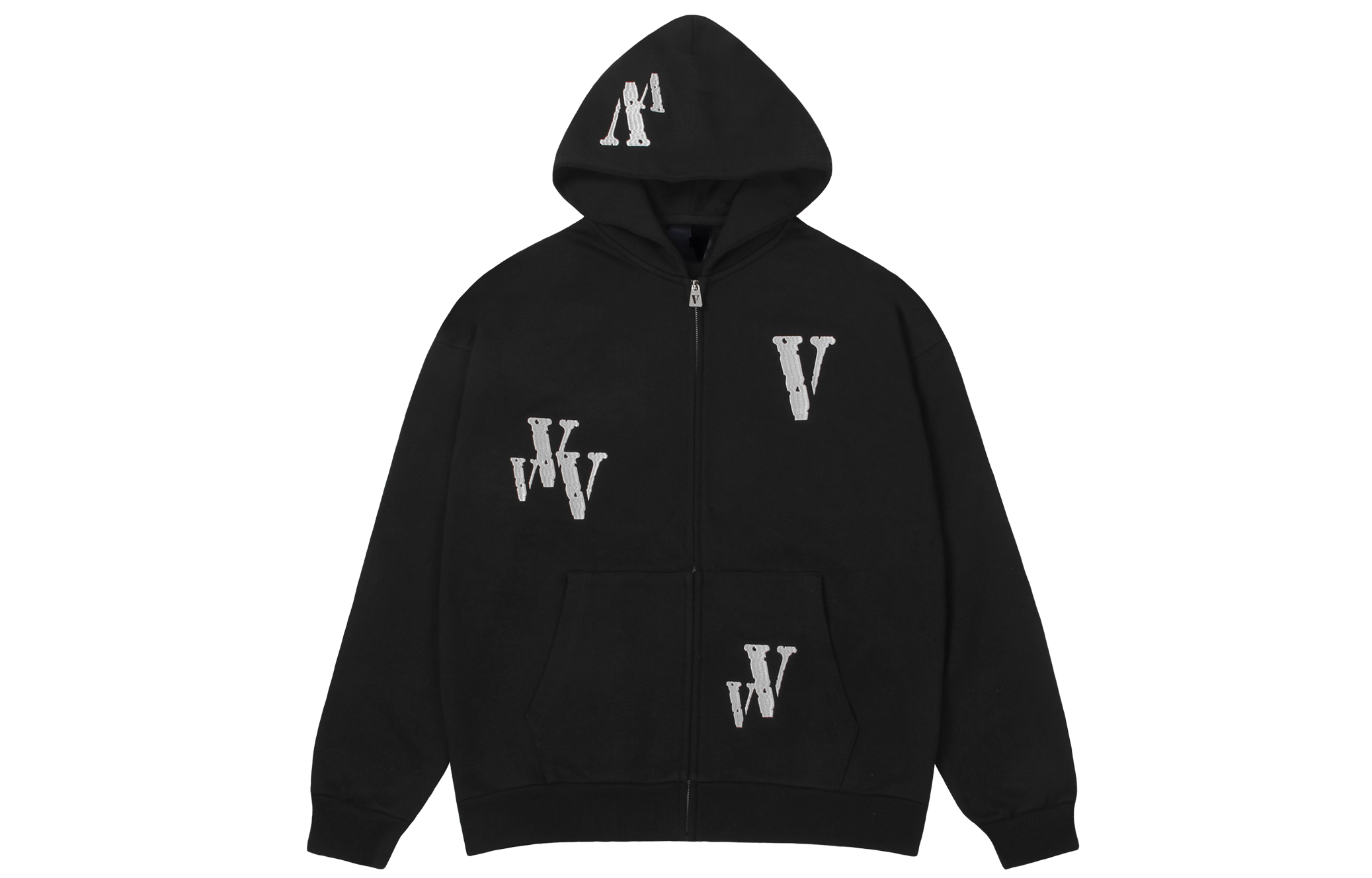 Толстовка VLONE Zip-Up Hoodie (черно-серебряная)