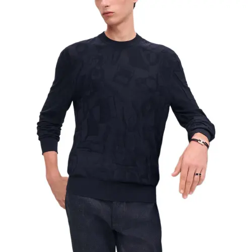 HERMES Sweaters Men's Blue Crew Neck Moderate Other