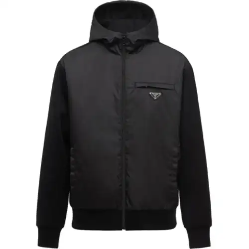 PRADA Jackets Men's Black Hooded Moderate Other