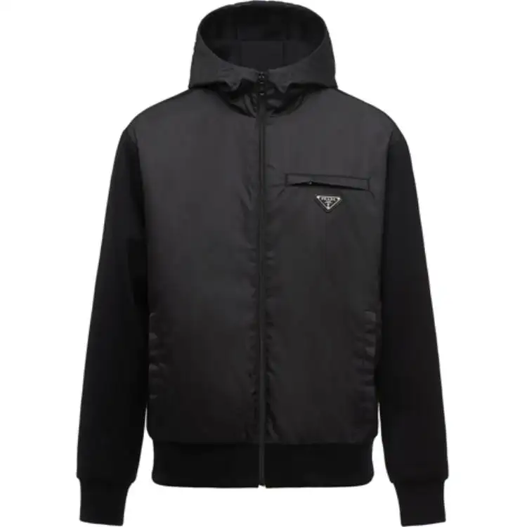 PRADA Jackets Men's Black Hooded Moderate Other