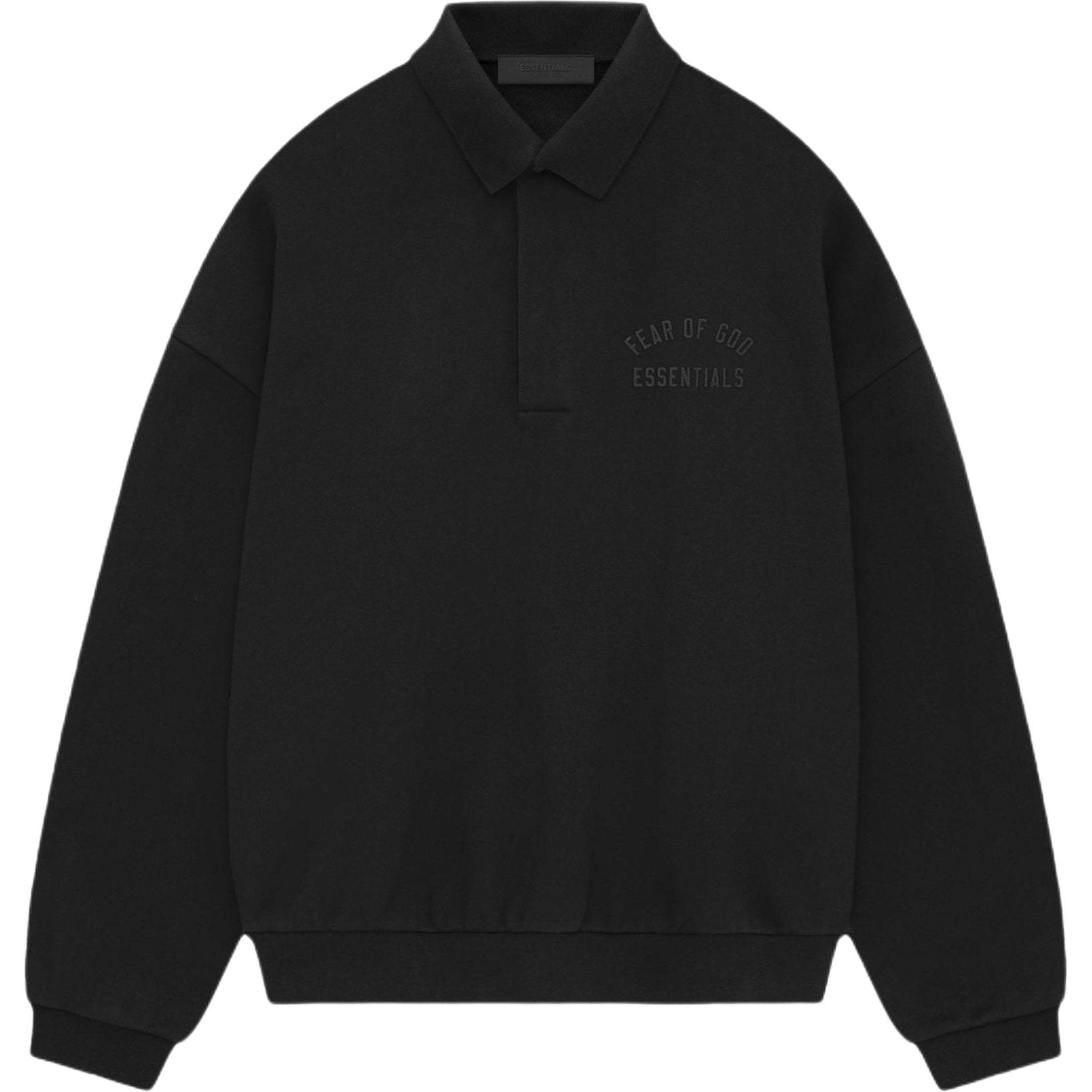 Мужское худи Fear Fear of God Essentials Fall24 BACK TO SCHOOL Fleece Polo Polo /BLACK (обсидиан черный)