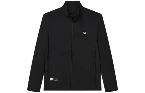 FILA Jackets Men's Black Stand Collar Moderate Straight Fit