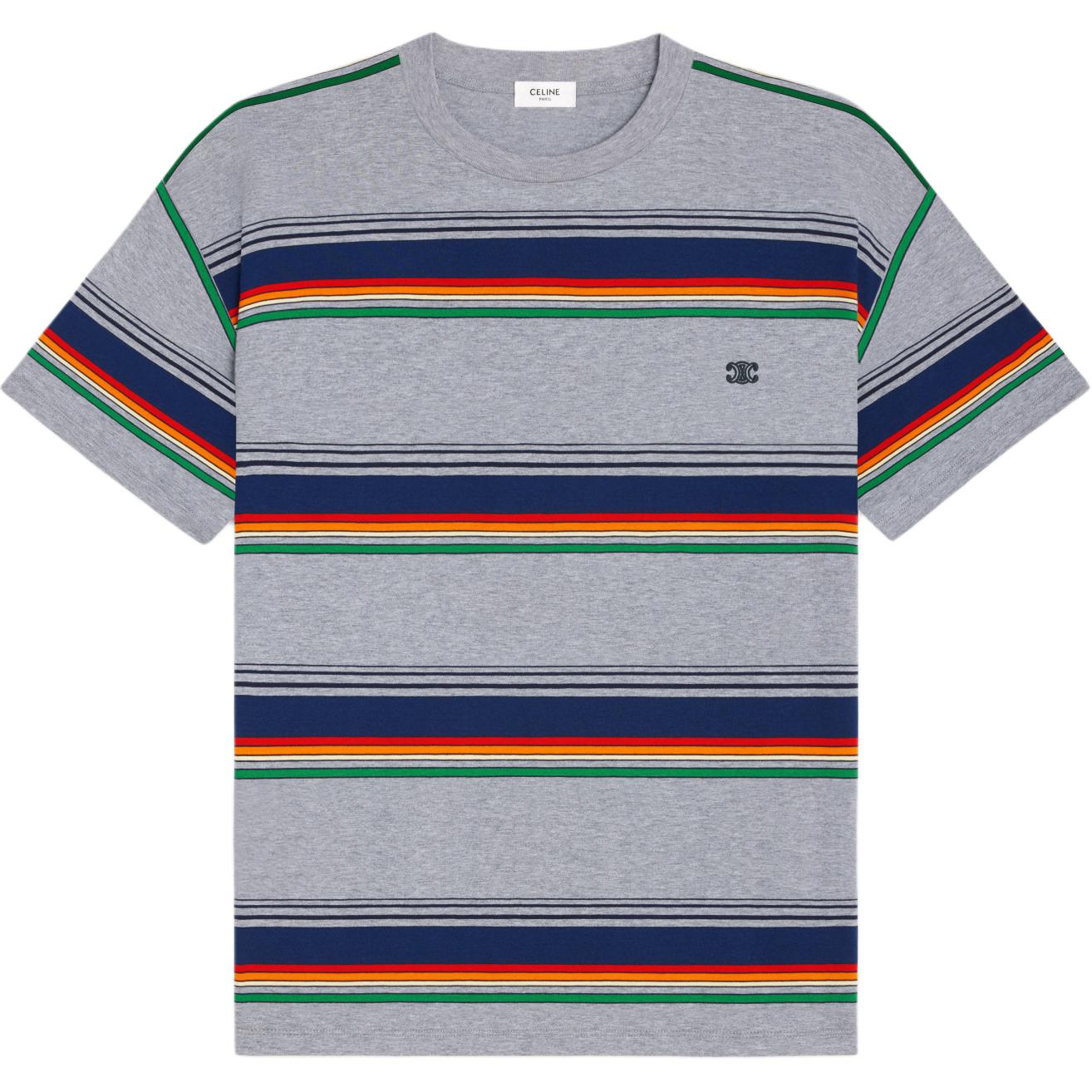 CELINE Triomphe Loose T shirt In Jersey Coton Rayure Surf