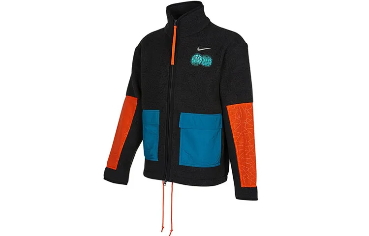 Nike CNY Mens Color Block Logo Print Jacket Black