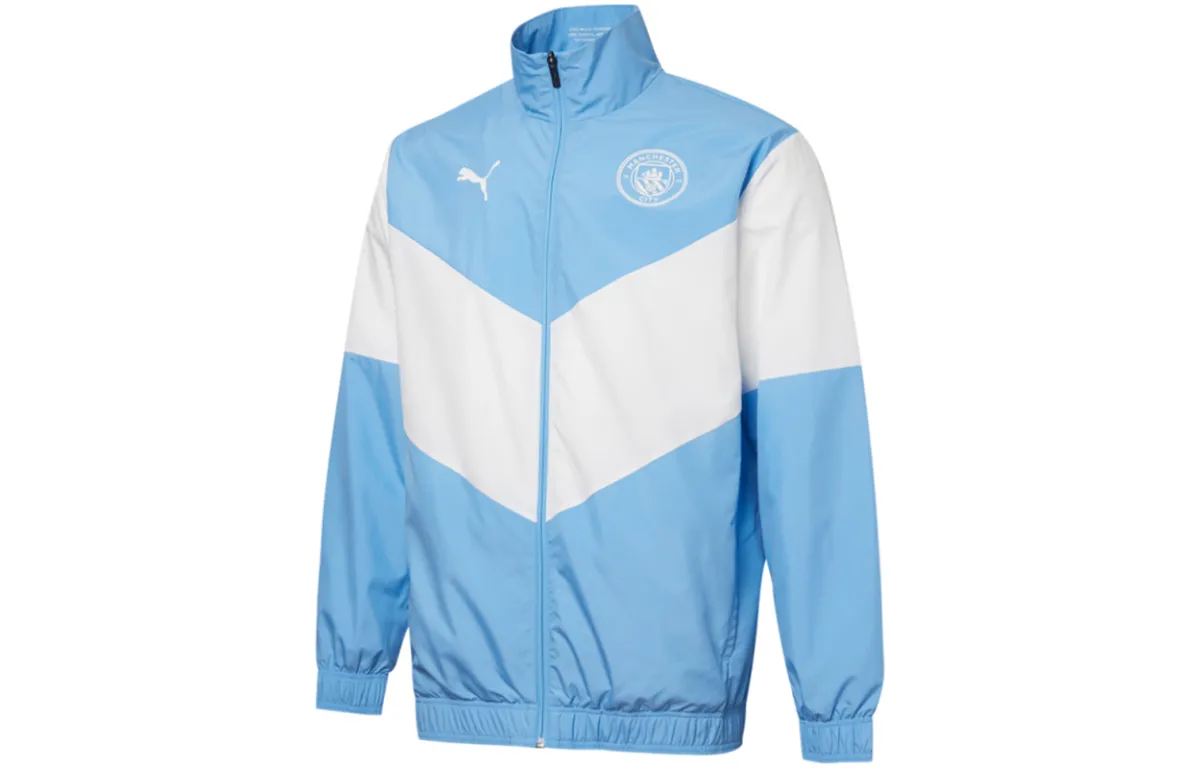 PUMA Manchester City Soccer Ball Club Jackets Unisex Blue Stand Collar Moderate Other