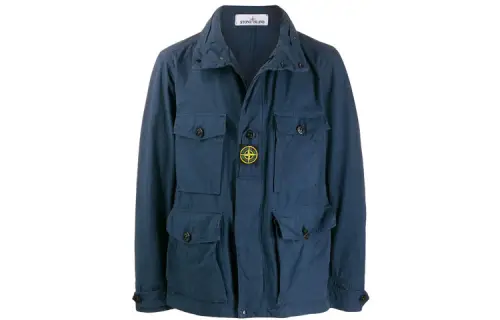 STONE ISLAND Jackets Men's Blue Stand Collar Moderate Workwear
