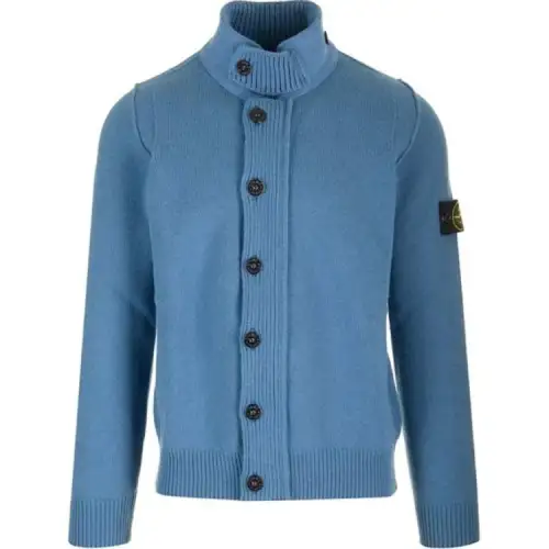 STONE ISLAND Logo Patch Knitted Cardigan