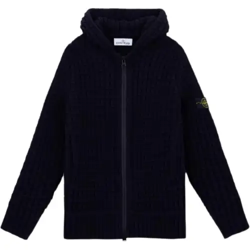 STONE ISLAND Compass-Badge Zip-Up Knitted Hoodie