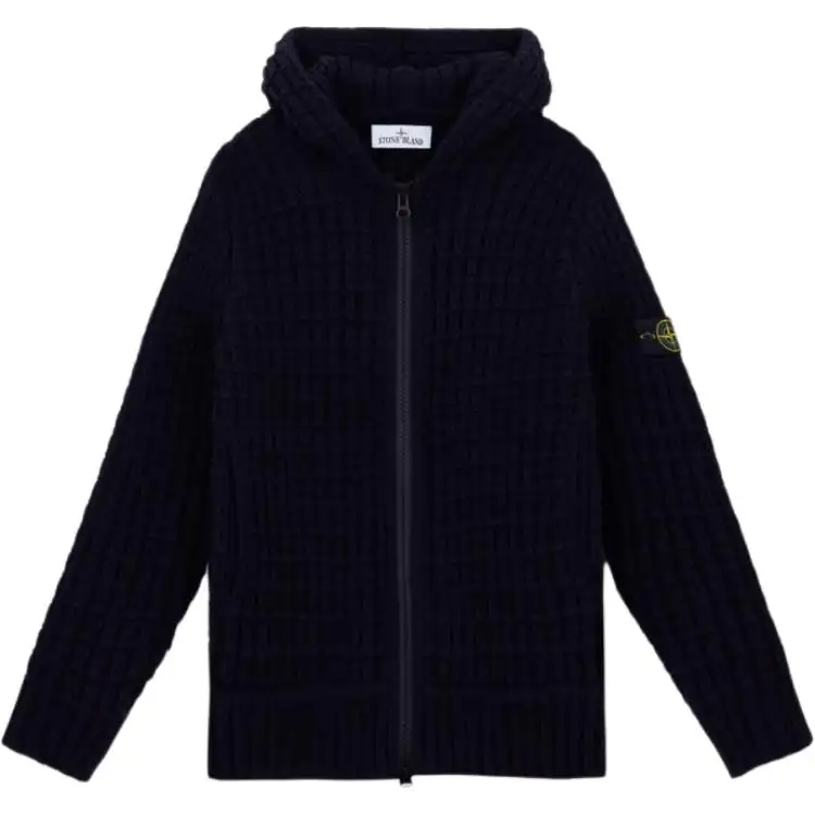 STONE ISLAND Compass-Badge Zip-Up Knitted Hoodie