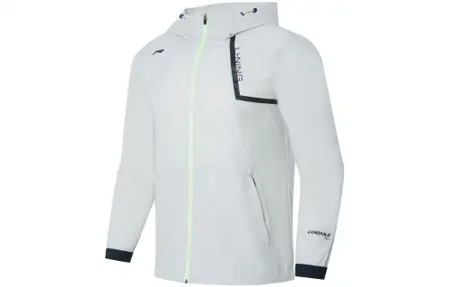 Li Ning Fitness Series Jackets Men's Antarctic Gray Hooded Moderate Straight Fit