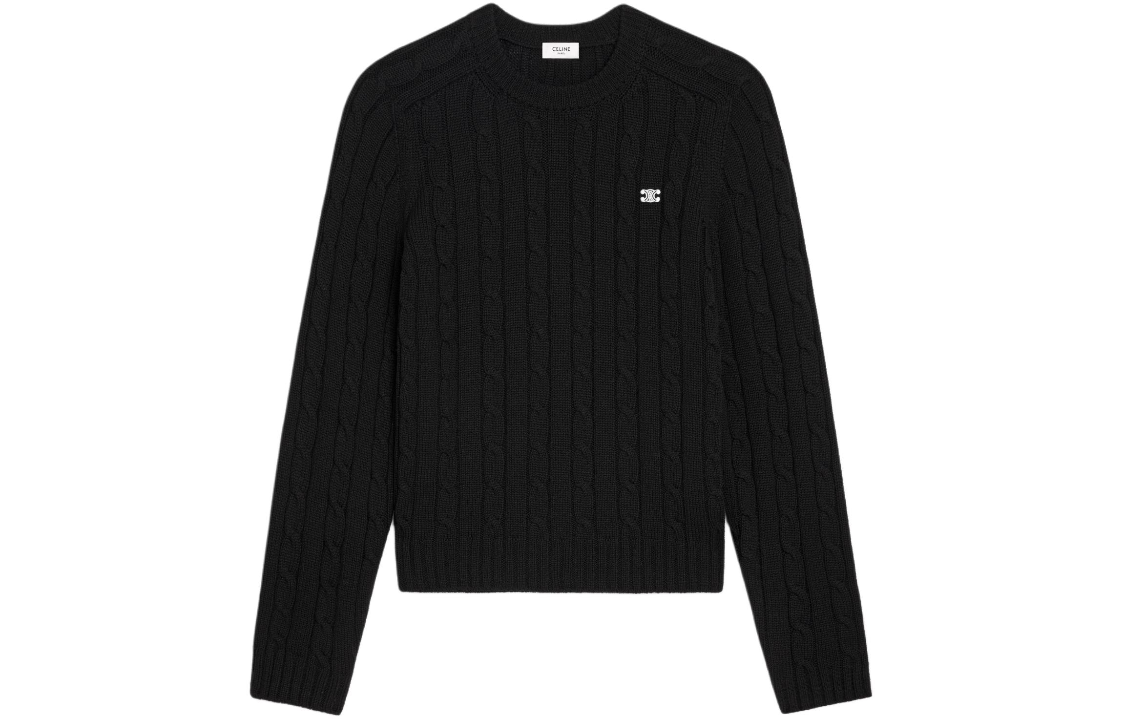 CELINE Cable knit Triomphe Sweater In Cashmere