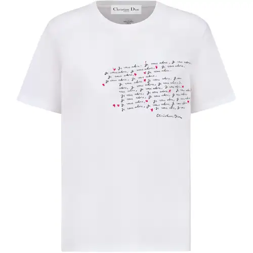 DIOR T Shirts Men's White Crew Neck Moderate Straight Fit