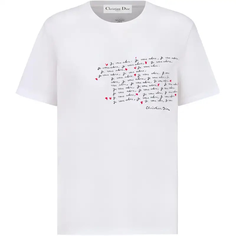 DIOR T Shirts Men's White Crew Neck Moderate Straight Fit