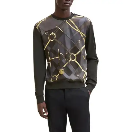 HERMES Sweaters Men's Gray Crew Neck Moderate Other