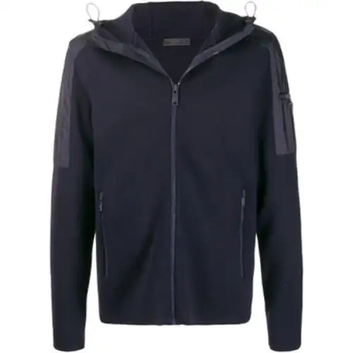 PRADA Jackets Men's Blue Hooded Moderate Other