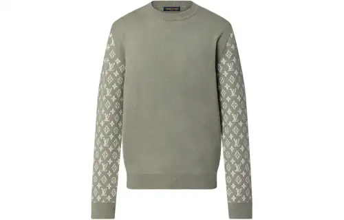 LOUIS VUITTON Long Sleeved Cashmere Mix Signature Crewneck