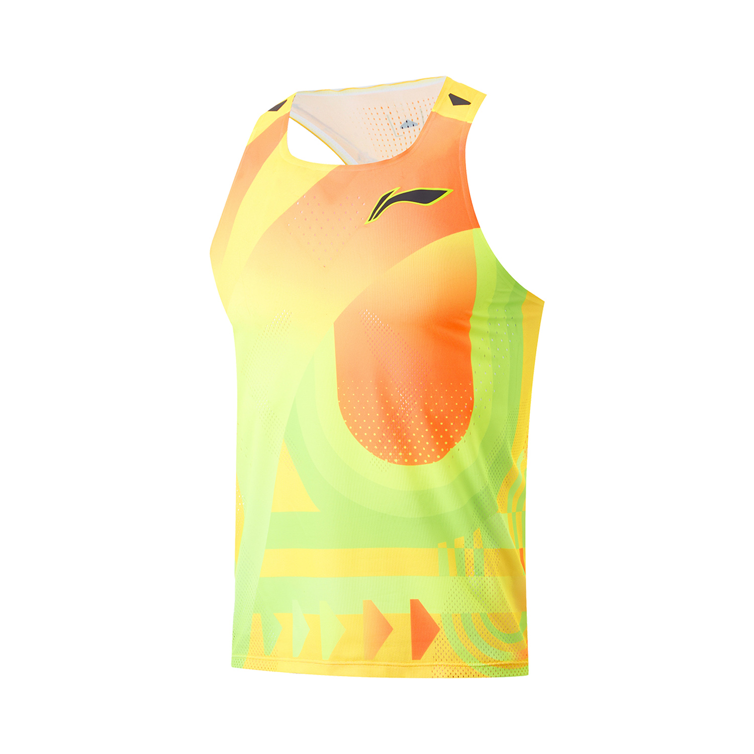 Li Ning Running Collection Running Tank Tops Men’s Neon Mango Yellow/Fluorescent Numbers Orange/Fluorescent Alpha Hydroxy Acids Green Crew Neck Moderate Other
