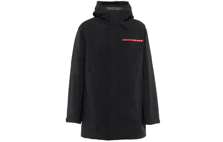 PRADA Jackets Men's Black Hooded Moderate Other
