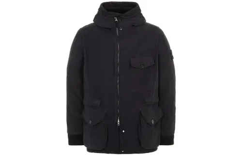 STONE ISLAND Jackets Men's Black Hooded Moderate Other