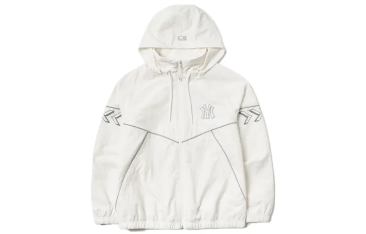 MLB New York Yankees Jackets Unisex Ivory White Hooded (Non-detachable) Moderate