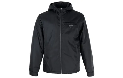 PRADA Jackets Men's Black Hooded Moderate Other