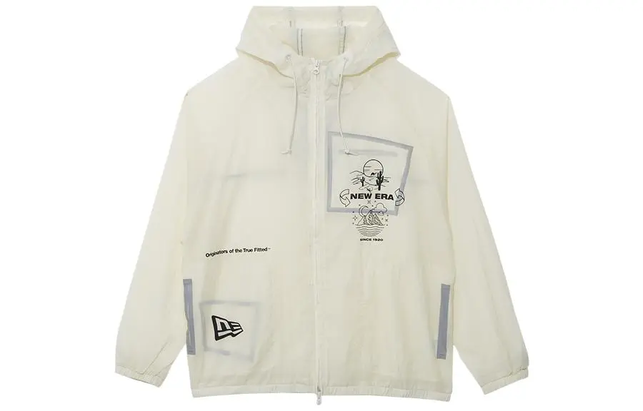 New Era Jackets Unisex White Hooded (Non-detachable) Thin Straight Fit