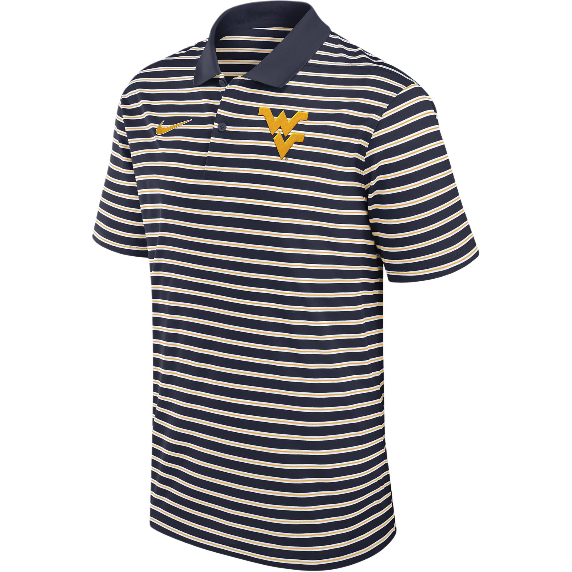 Nike West Virginia Mountaineers Primetime Victory Striped Men's Nike Dri FIT College Polo
