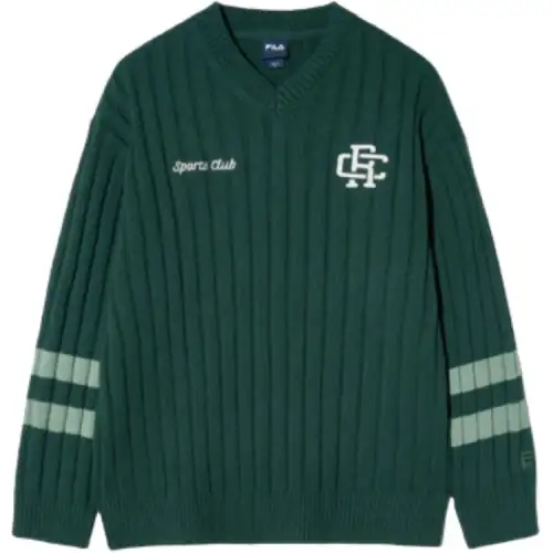 FILA Sweaters Men's Green V Neck Moderate
