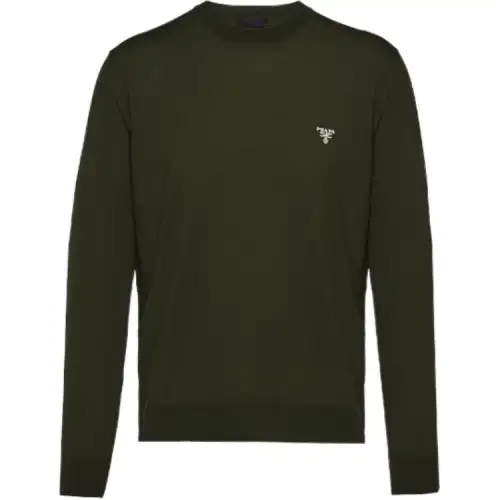 Prada logo-embroidered wool jumper