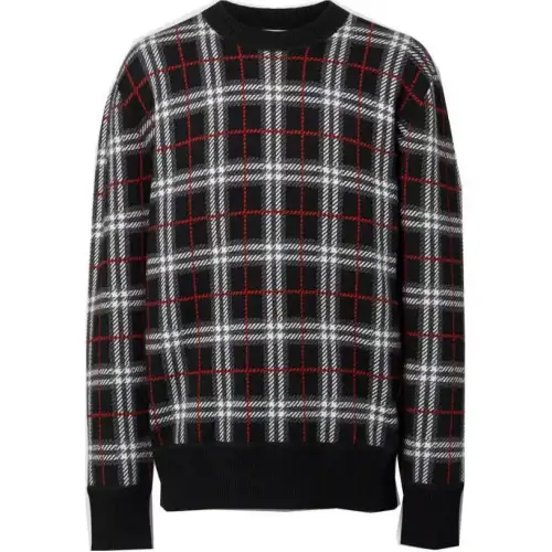 Burberry Knitwear Men's Black Crew Neck Moderate Other
