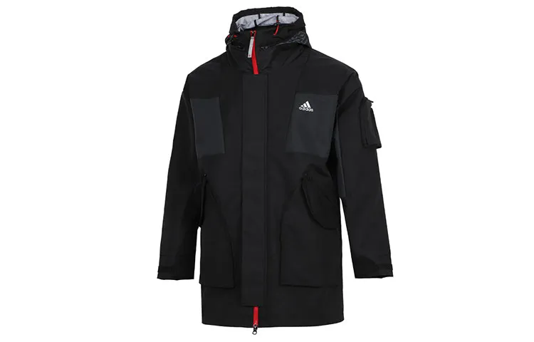 Adidas Jackets Men's Black Hooded (Non-detachable) Moderate Straight Fit