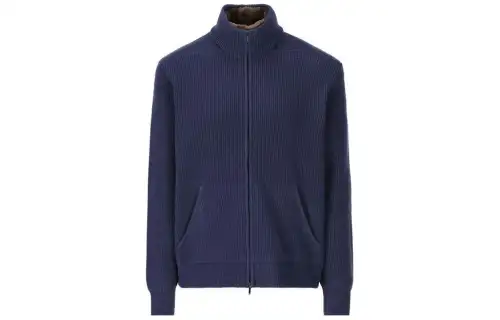Loro Piana Knitwear Men's Blue Stand Collar Moderate Other