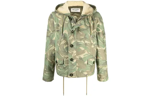 SAINT LAURENT Jackets Men's Green Hooded Moderate Other
