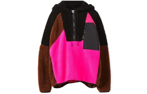 LOEWE Fleece Patchwork Zip Up Hoodie
