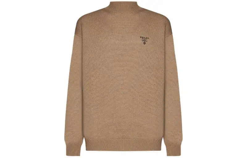 PRADA Sweaters Men's Camel Crew Neck Moderate Other