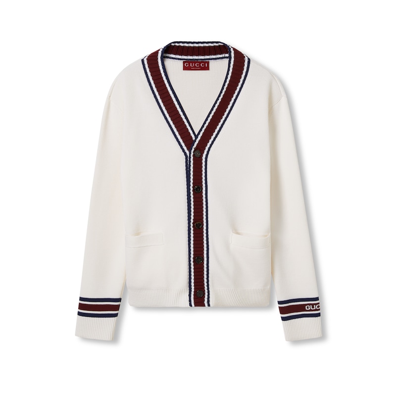 GUCCI Logo Intarsia Knit Cardigan
