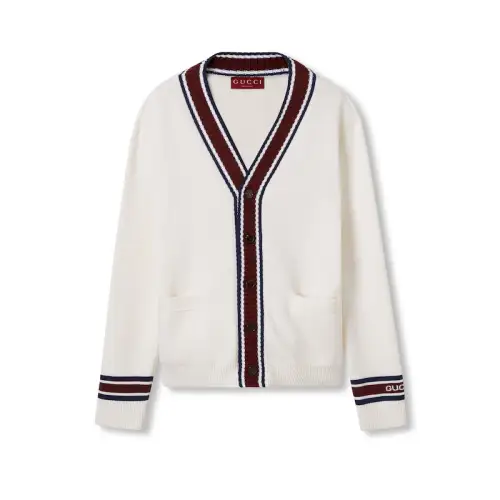 GUCCI Logo Intarsia Knit Cardigan
